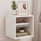 TV Wall Cabinets with LED Lights 2 pcs White 30x28.5x30 cm - Front View