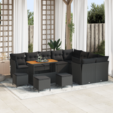 Garden Sofa Set with Cushion with Storage 13 pcs Black - Front View