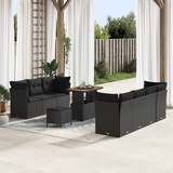 Garden Sofa Set with Cushion with Storage Manual 10 pcs Black
