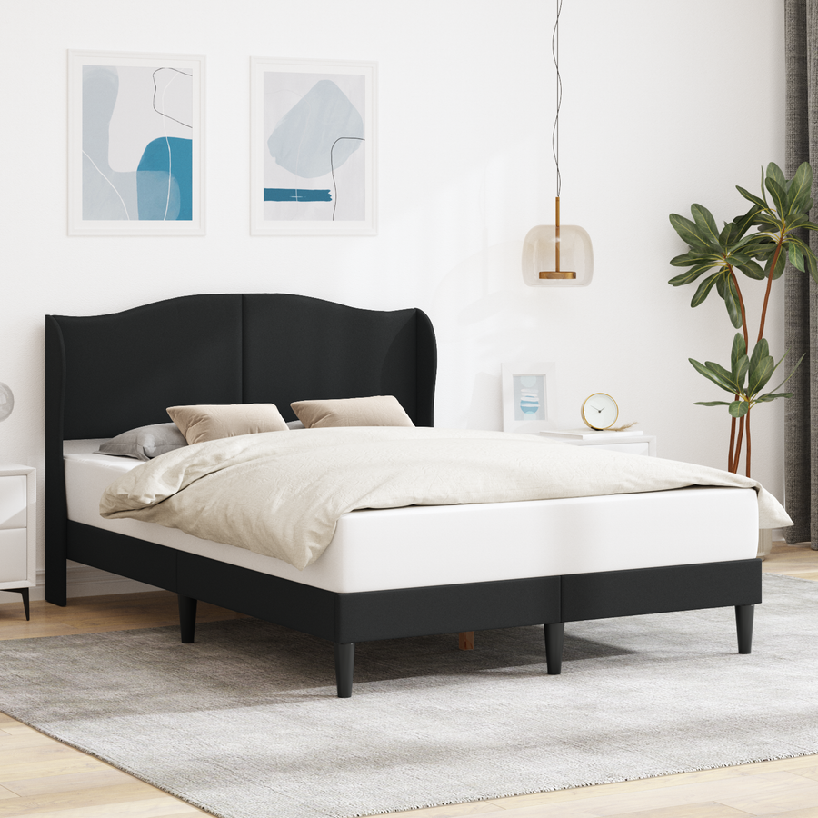 Bed Frame with Headboard Black 137 x 190 cm Faux Leather