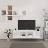 7 Piece TV Cabinet Set White Engineered Wood - Side View