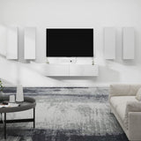 6 Piece TV Cabinet Set White Engineered Wood - Front View