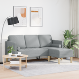 Sofa Set with Cushion Light Grey Polyester - Side View