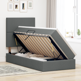 LED Storage Bed with Mattress Dark Grey 107 x 203 cm Fabric - Top-Down View