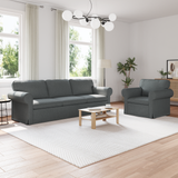 Sofa Set 2 pcs Dark Grey 245 x 82 x 80 cm Fabric - Front View