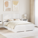 Bed Frame with Storage and Headboard White 150 x 200 cm - Front View