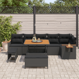 Garden Sofa Set with Cushion 11 pcs Black Poly Rattan
