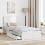 Storage Bed with Headboard White 90 x 190 cm Engineered Wood - Side View