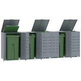 Wheelie Bin Storage for 5 Bins Grey 345x79x117 cm Steel - Front View