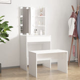 Dressing Table Set with LED White Engineered Wood - Front View