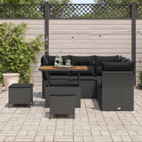 Garden Sofa Set 8 pcs Black Poly rattan and powder-coated steel - Side View