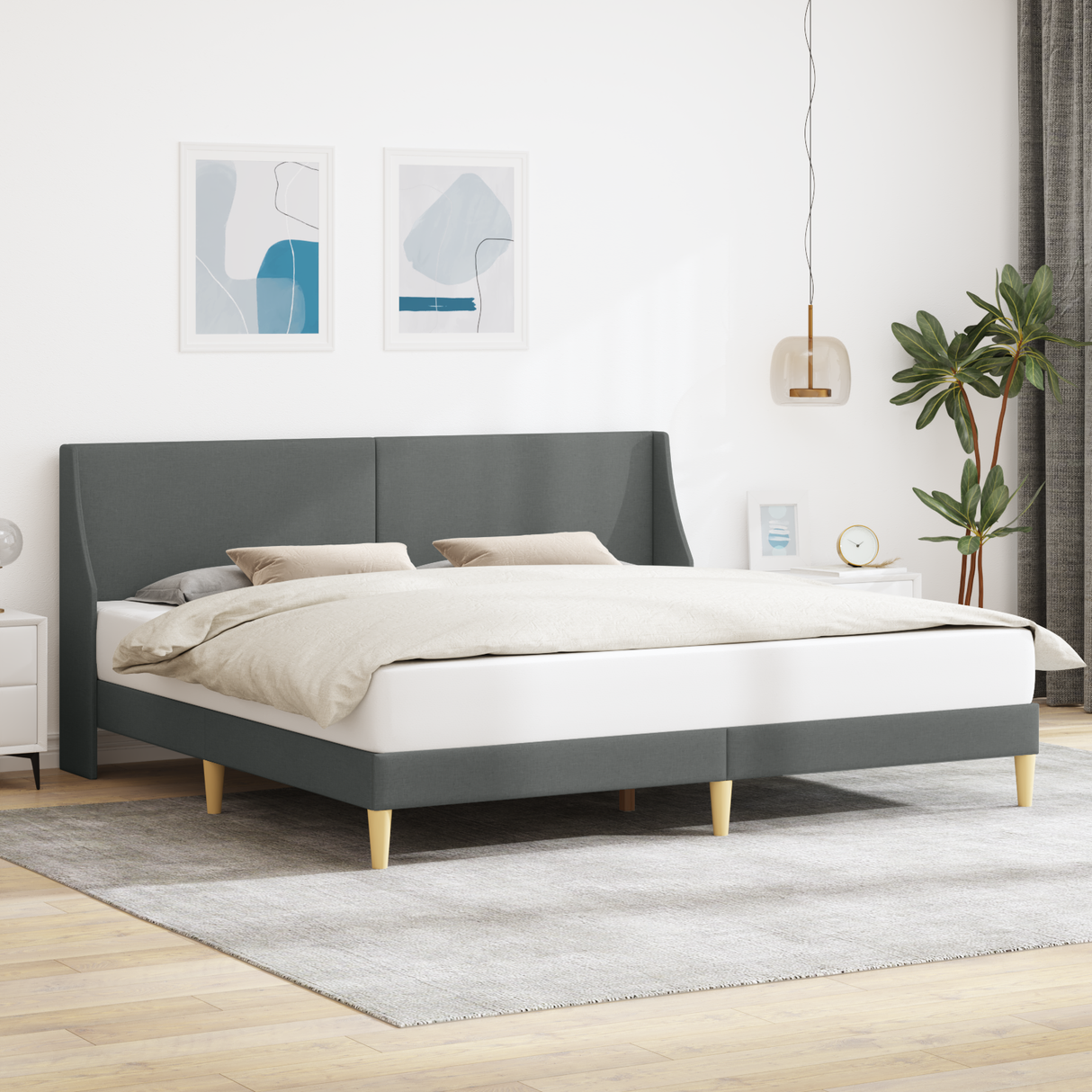 Bed Frame with Headboard Dark Grey connect plate