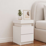 Bedside Cabinet with LED Lights White 35x39x55 cm - Side View