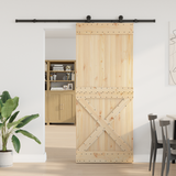 Sliding Door NARVIK Natural and Black 95 x 210 cm (213.5 cm) - Front View