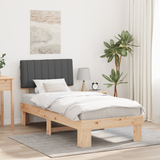Bed Frame with Upholstered Headboard Dark Grey 90 x 190 cm - Front View