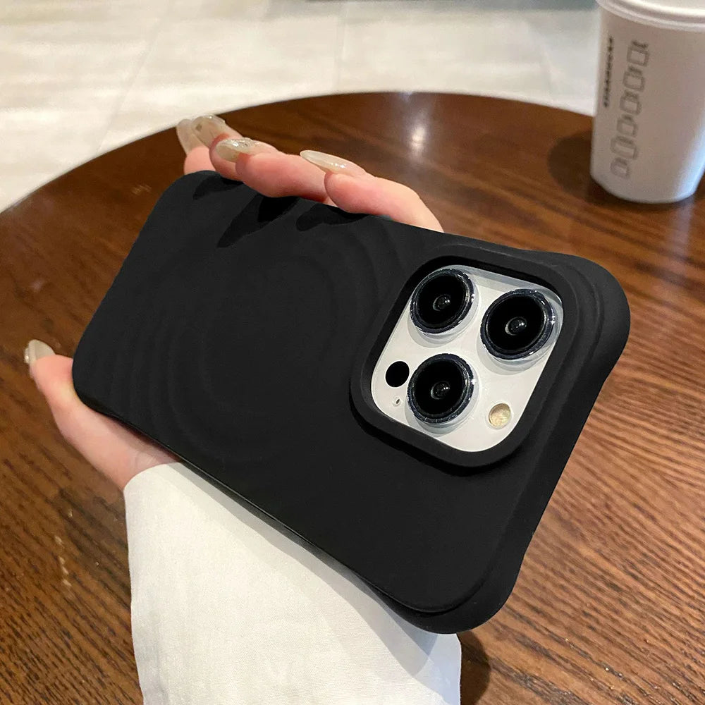 Water Ripple Liquid Silicone For Magsafe Wireless Charge Magnetic Case For iPhone 15 16 14 13 11 12 Pro Max Soft Shockproof Case