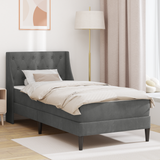Bed Frame with Mattress Dark Grey 107 x 203 cm Velvet