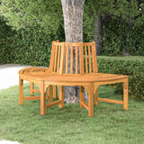 Half Round Tree Bench Ø160 cm Solid Wood Eucalyptus - Front View