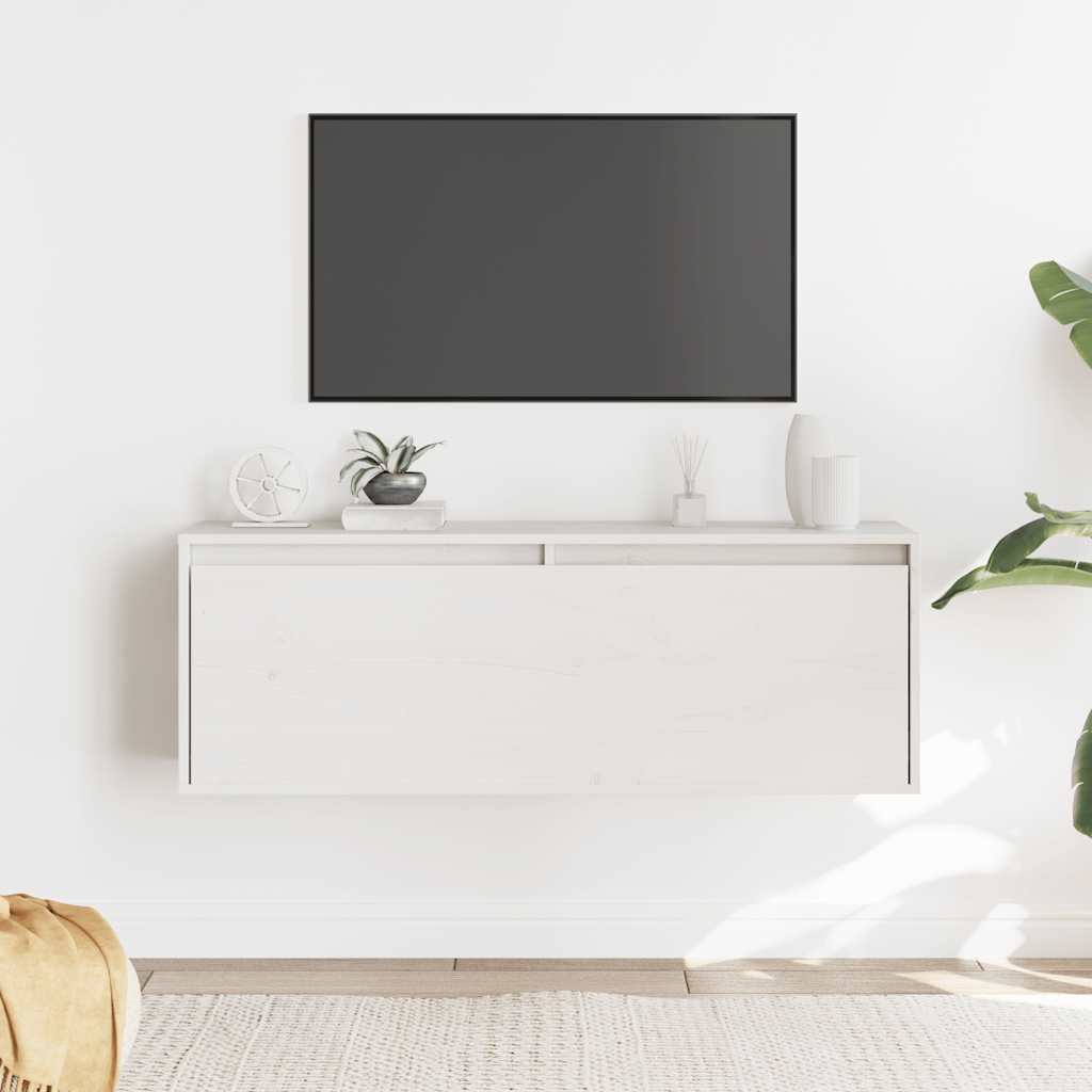 Wall Cabinet White 100x30x35 cm Solid Wood Pine