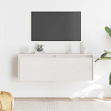 Wall Cabinet White 100x30x35 cm Solid Wood Pine - Front View