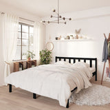 Bed Frame without Mattress Black Solid Wood Pine 150x200 cm - Front View