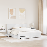 Bed Frame with Headboard White 180 x 200 cm Engineered Wood - Side View