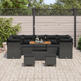 Garden Sofa Set with Cushion with Storage Manual 10 pcs Black - Side View