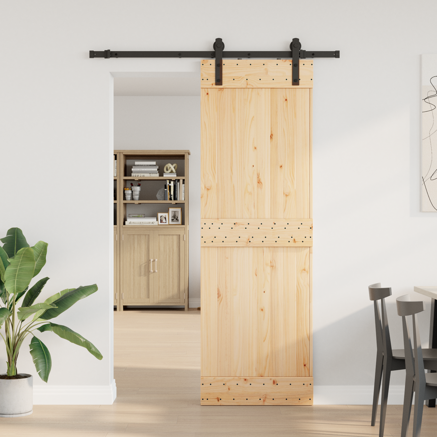 Sliding Door NARVIK Natural and Black 70 x 210 cm (152.5 cm)