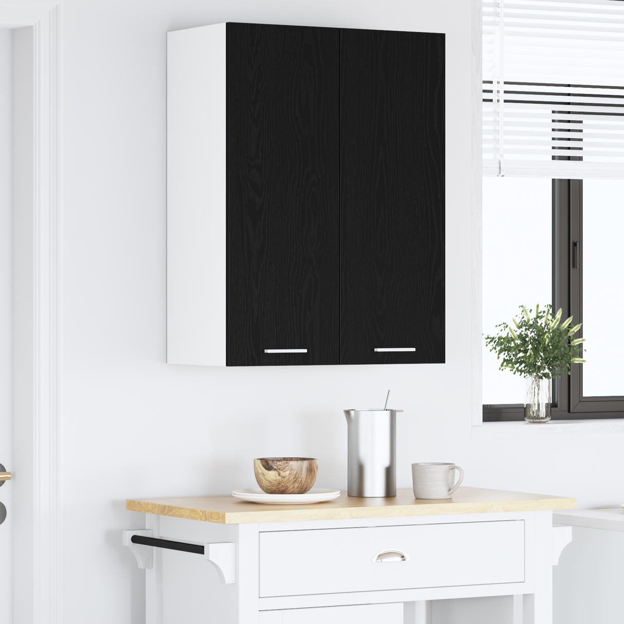 Hanging Cabinet Black Oak 60 x 31 x 80 cm Engineered Wood