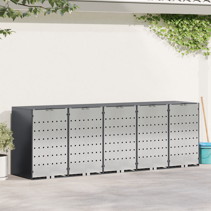 Wheelie Bin Storage for 3 Bins Stainless Steel Anthracite
