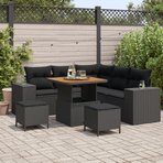 Garden Sofa Set 8 pcs 7-Seater Black Poly Rattan