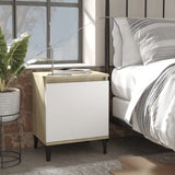 Bed Cabinet Metal Legs Sonoma Oak and White - Front View