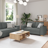 Sofa 3 pcs Dark Grey 220 x 80 x 84 cm Linen-blend fabric - Front View