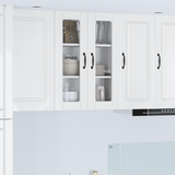 Wall Glass Cabinet PORTO High Gloss White 60 x 31 x 80 cm - Side View