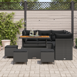 Garden Sofa Set 9 pcs Black Poly rattan and powder-coated steel - Side View