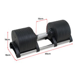 Powertrain Eon 36kg Dial-Up Adjustable Dumbbell Home Gym Weights - Top-Down View