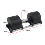 Powertrain Eon 2 x 36kg Dial-Up Adjustable Dumbbell Home Gym Weights - Top-Down View