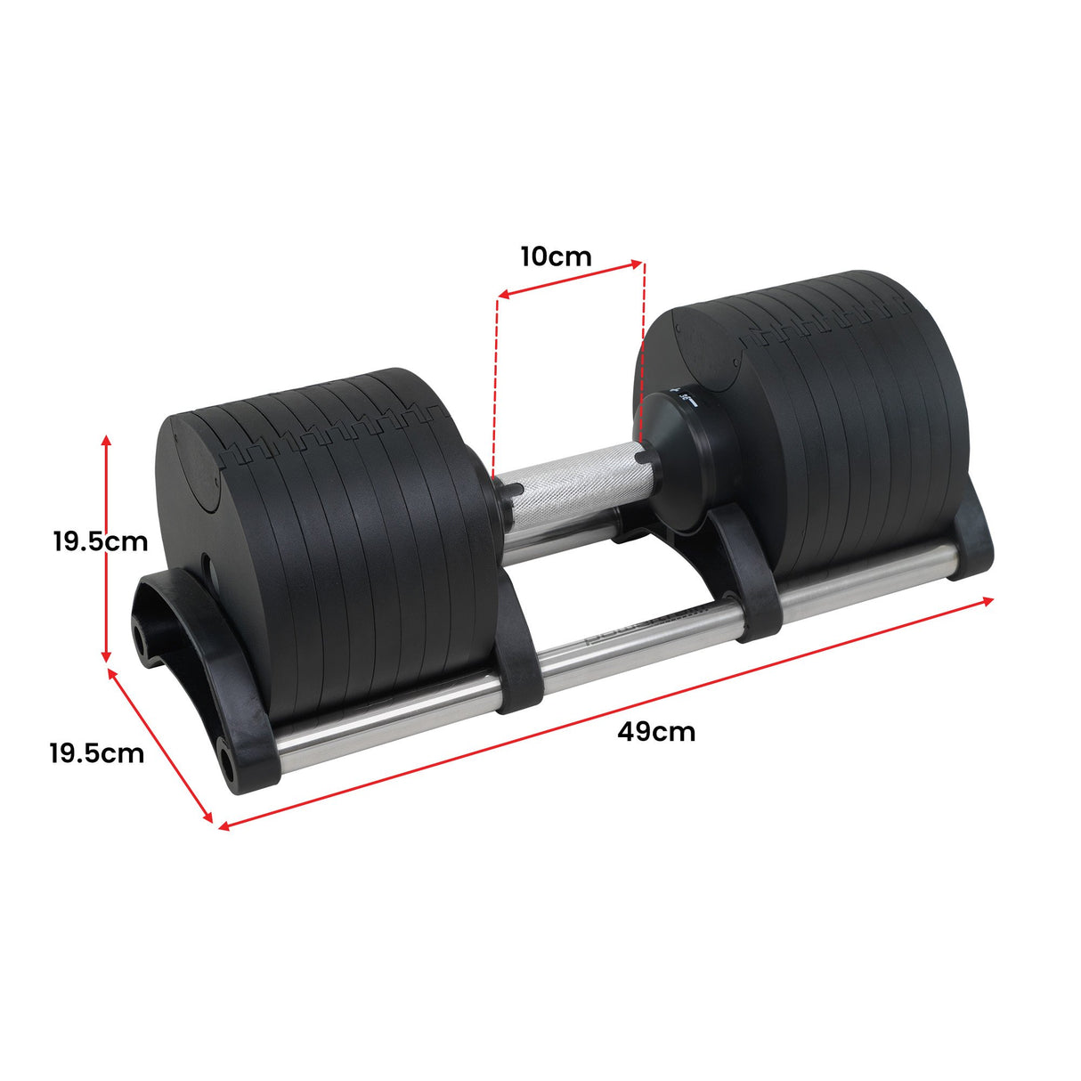 Powertrain Eon 45kg Adjustable Dumbbell Home Gym 9 Strength Training Safety Lock System For Bui