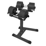 Powertrain Eon 2 x 45kg Adjustable Dumbbells w/ Stand Heavy-Duty Storage Rack Home Gym 9 Streng - Side View