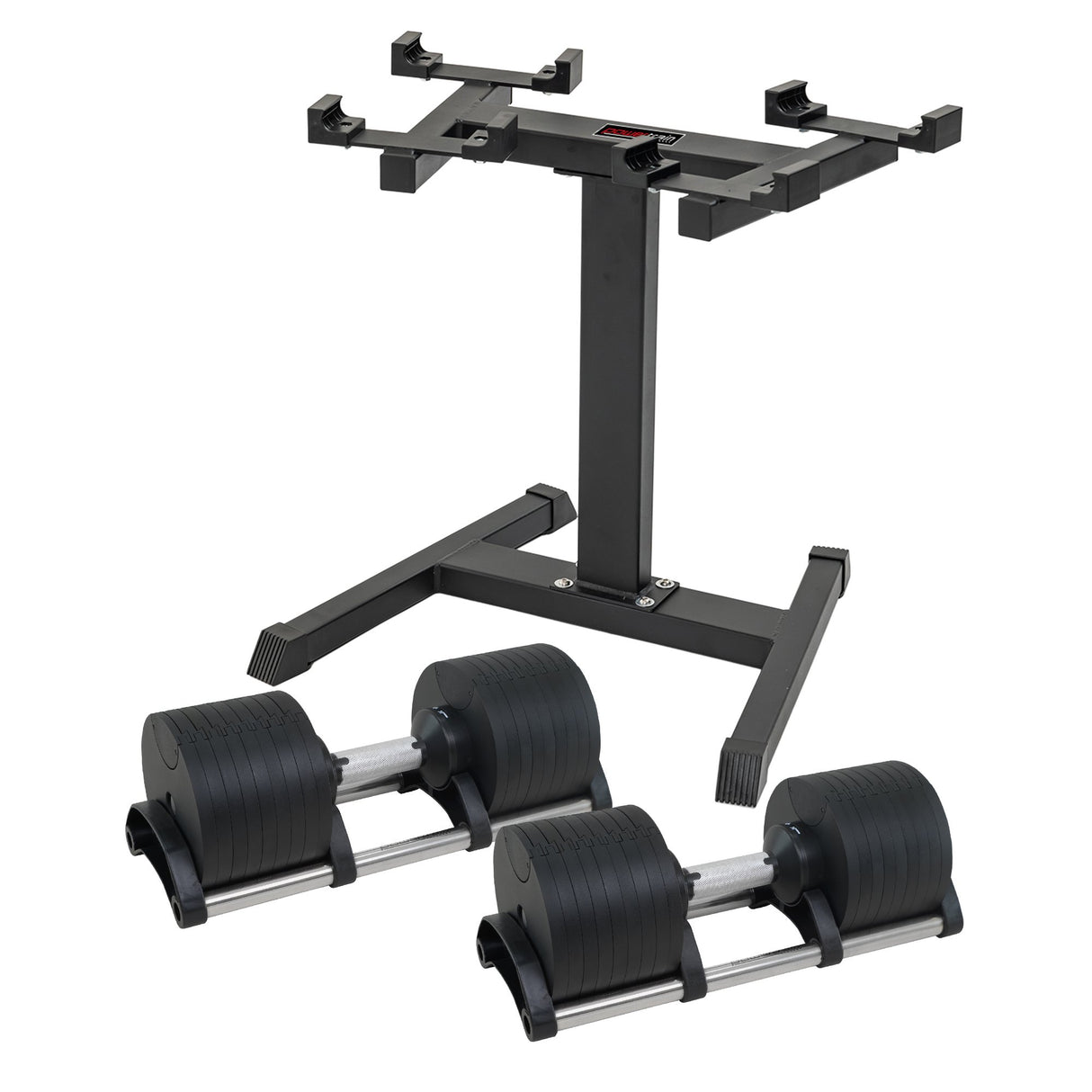 Powertrain Eon 2 x 45kg Adjustable Dumbbells w/ Stand Heavy-Duty Storage Rack Home Gym 9 Streng