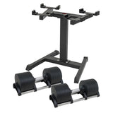 Powertrain Eon 2 x 45kg Adjustable Dumbbells w/ Stand Heavy-Duty Storage Rack Home Gym 9 Streng