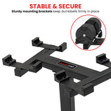 Powertrain Eon 2 x 45kg Adjustable Dumbbells w/ Stand Heavy-Duty Storage Rack Home Gym 9 Streng - Close-Up Angle