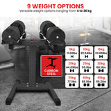 Powertrain Eon 2 x 45kg Adjustable Dumbbells w/ Stand Heavy-Duty Storage Rack Home Gym 9 Streng - Extra Image