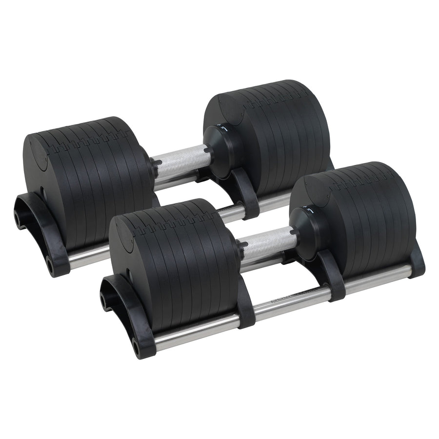 Powertrain Eon 2 x 45kg Adjustable Dumbbells Home Gym 9 Strength Training Safety Lock System Bu