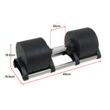 Powertrain Eon 2 x 45kg Adjustable Dumbbells Home Gym 9 Strength Training Safety Lock System Bu - Top-Down View