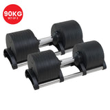 Powertrain Eon 2 x 45kg Adjustable Dumbbells Home Gym 9 Strength Training Safety Lock System Bu - Rear View