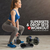 Powertrain 24kg Adjustable Dumbbell Home Gym Exercise Weights Free Workout Blue - 45-Degree Angle