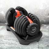 Powertrain 24kg Adjustable Dumbbell Home Gym Exercise Weights Free Workout Red