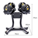 Powertrain Adjustable Dumbbells Set Home Gym Exercise Free Weights 48kg w/ Stand - Gold - Extra Image