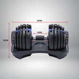 Powertrain 48kg Adjustable Dumbbell Set Home Gym Exercise Equipment Weights Blue - Low Angle